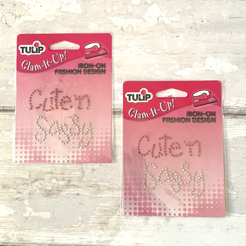 Tulip Iron On Clothing Transfers Cute ‘n Sassy Rhinestone Fashion Decals 2pk
